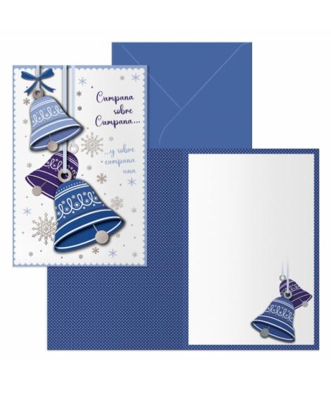 Dohe Campanas Pack de 6 Tarjetas de Felicitacion Navideña con Sobre - Tamaño Cerrada 11.5x17cm, Abierta 23x17cm - Papel Offset -