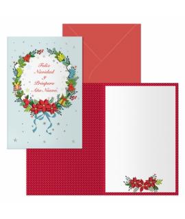 Dohe Holly Pack de 6 Tarjetas de Felicitacion Navideña con Sobre - Tamaño Cerrada 11.5x17cm, Abierta 23x17cm - Papel Offset - Im