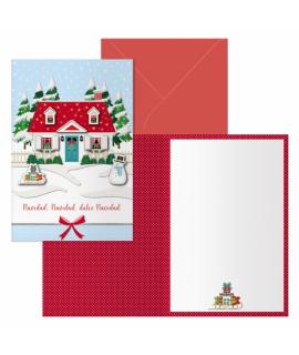 Dohe Home Pack de 6 Tarjetas de Felicitacion Navideña con Sobre - Tamaño Cerrada 11.5x17cm, Abierta 23x17cm - Papel Offset - Imp