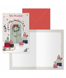 Dohe Welcome Pack de 6 Tarjetas de Felicitacion Navideña con Sobre - Tamaño Cerrada 11.5x17cm, Abierta 23x17cm - Papel Offset - 