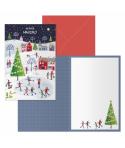 Dohe Ice Rink Pack de 6 Tarjetas de Felicitacion Navideña con Sobre - Tamaño Cerrada 11.5x17cm, Abierta 23x17cm - Papel Offset -