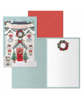 Dohe Paz Pack de 6 Tarjetas de Felicitacion Navideña con Sobre - Tamaño Cerrada 11.5x17cm, Abierta 23x17cm - Papel Offset - Impr