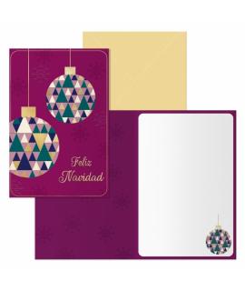 Dohe Esferas Pack de 6 Tarjetas de Felicitacion Navideña con Sobre - Tamaño Cerrada 11.5x17cm, Abierta 23x17cm - Papel Offset - 