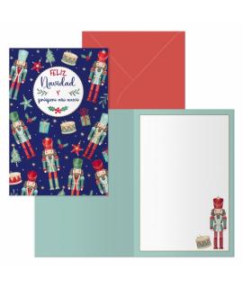 Dohe Cascanueces Pack de 6 Tarjetas de Felicitacion Navideña con Sobre - Tamaño Cerrada 11.5x17cm, Abierta 23x17cm - Papel Offse
