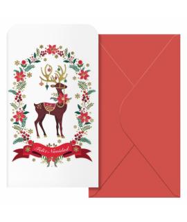 Dohe Caribu Pack de 6 Tarjetas/Billeteros de Felicitacion Navideña con Sobre - Tamaño 9x16cm - Papel Offset - Impresas a todo Co