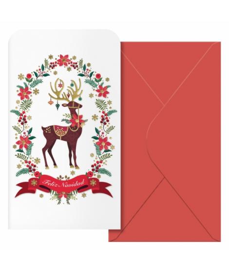Dohe Caribu Pack de 6 Tarjetas/Billeteros de Felicitacion Navideña con Sobre - Tamaño 9x16cm - Papel Offset - Impresas a todo Co