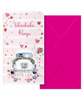 Dohe Wedding Pack de 6 Tarjetas/Billeteros de Felicitacion de Boda con Sobre - Tamaño 9x16cm - Papel Offset - Impresas a todo Co