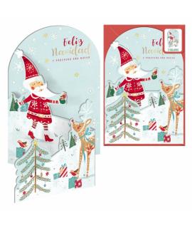 Dohe Santa en la Nieve Pack de 6 Tarjetas Desplegables de Felicitacion Navideña con Sobre - Impresas a todo Color