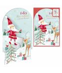Dohe Santa en la Nieve Pack de 6 Tarjetas Desplegables de Felicitacion Navideña con Sobre - Impresas a todo Color