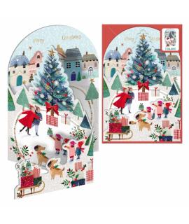 Dohe Patinando Pack de 6 Tarjetas Desplegables de Felicitacion Navideña con Sobre - Impresas a todo Color