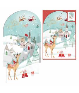 Dohe Aldea Navideña Pack de 6 Tarjetas Desplegables de Felicitacion Navideña con Sobre - Impresas a todo Color