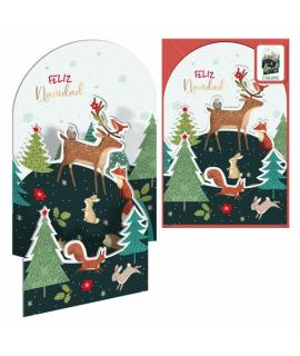 Dohe Animales en el Bosque Pack de 6 Tarjetas Desplegables de Felicitacion Navideña con Sobre - Impresas a todo Color