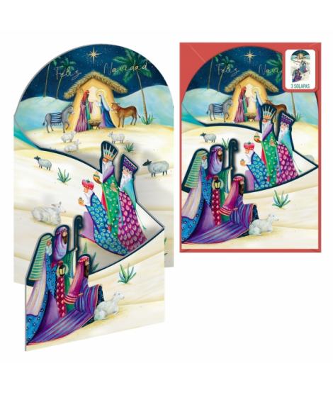 Dohe Estrella de Oriente Pack de 6 Tarjetas Desplegables de Felicitacion Navideña con Sobre - Impresas a todo Color