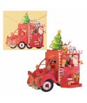 Dohe Truck Tarjeta 3D de Felicitacion Navideña con Sobre - Tamaño 14.5x11cm - Impresas a todo Color
