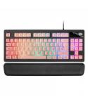 Mars Gaming MKAX Teclado Gaming - Iluminacion RGB 9 Efectos - Diseño Compacto TKL - Tecnologia H-Mech - Control de Volumen Rolle