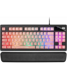 Mars Gaming MKAX Teclado Gaming - Iluminacion RGB 9 Efectos - Diseño Compacto TKL - Tecnologia H-Mech - Reposamuñecas Memory Gel