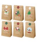 Dohe Navidad Pack de 12 Bolsas de Papel Kraft 22x12x8cm - 2 Bolsas por Modelo - Alta Resistencia
