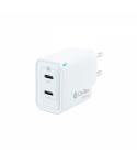Coolbox Cargador de Pared 35W QC3.0 + PD - 2xUSB-C - Carga Rapida - Tecnología GaN - Color Blanco