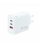 Coolbox Cargador de Pared 65W QC3.0 + PD - USB-A + 2xUSB-C - Carga Rapida - Tecnología GaN - Color Blanco