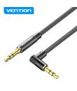 Vention Cable de Audio - Conector Angulo 90º - Chapado en Oro - Carcasa de Aluminio - Cobre Esmaltado - TPE Trenzado - Color Neg