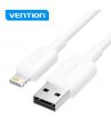 Vention Cable USB 2.0 Lightning - Transmision 480Mbps - Salida 2.4A - Conductor Bronce Enlatado - Color Blanco
