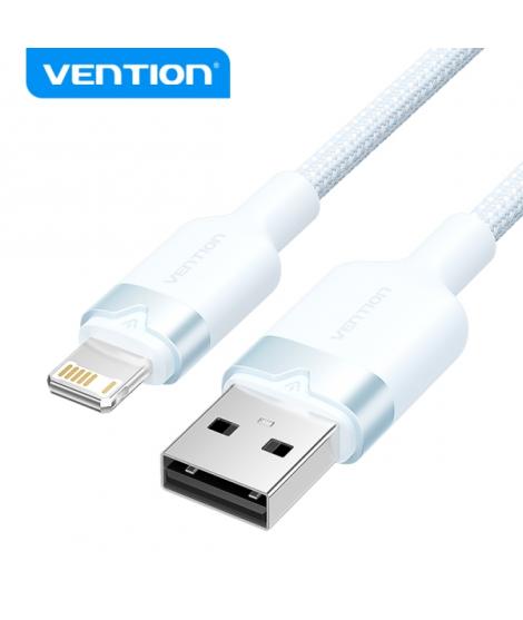 Vention Cable de Carga USB-A/Lightning - Aluminio y Algodon Trenzado - 480Mbps - 2.4A - Color Azul