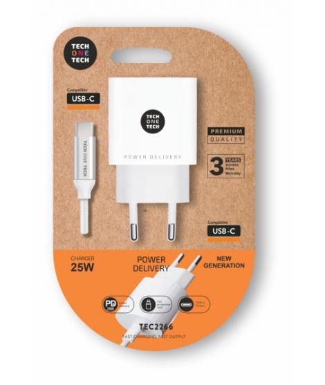 TechOneTech Cargador de Pared PD 25W + Cable USB-C a USB-C