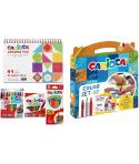 Carioca Color Set Pack con 12 Ceras, 12 Rotuladores y 12 Lapices de Colores + Bloc de Dibujo A4 - Colores Surtidos