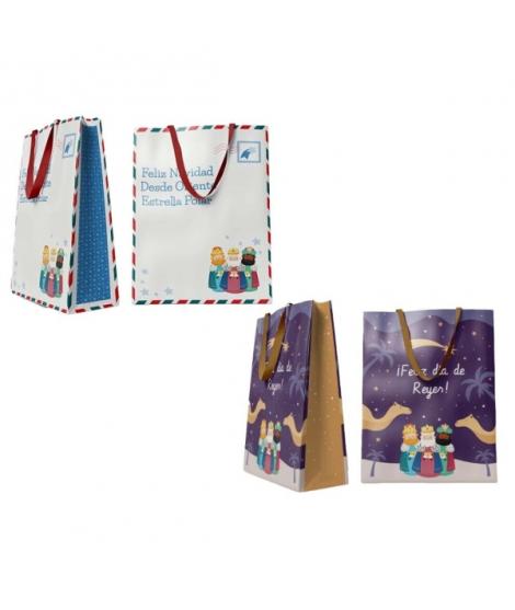 Bismark Bolsa Jumbo con Asas de Lazo - Diseño Reyes Magos - Medidas 70x50x18cm - 2 Diseños Aleatorios