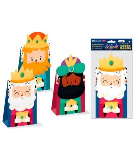 Bismark Pack de 3 Bolsas/Sobres de Papel - Cierre de Cartulina con la Cara de cada Rey Mago