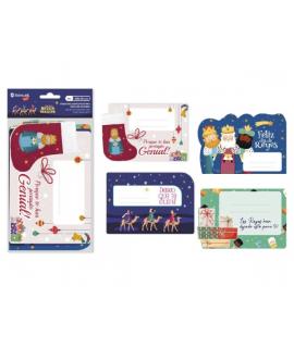 Bismark Pack de 4 Etiquetas Grandes Adhesivas para Regalos - Tematica Reyes Magos - Diseños Surtidos - Espacio para Escribir