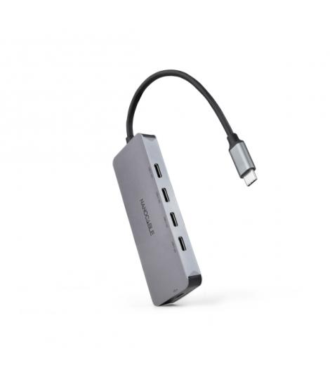 Nanocable Hub USB-C 3.2 con 4x Puertos USB-C 3.2 + 1 Puerto USB-C PD 100W - Velocidad de Transferencia de hasta 10Gbps - Cable d