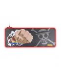 FR-TEC One Piece Luffy Alfombrilla para Teclado y Raton XL - Luz LED Roja en Bordes - Base de Goma Antideslizante