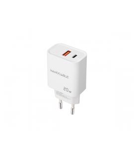 Nanocable Cargador de Pared USB-C/PD + USB-A/QC 20W - Color Blanco