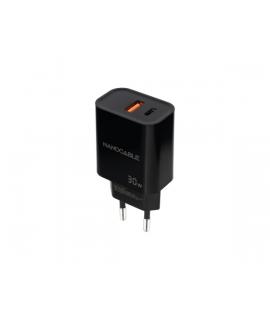 Nanocable Cargador de Pared USB-C/PD + USB-A/QC 30W - Color Negro