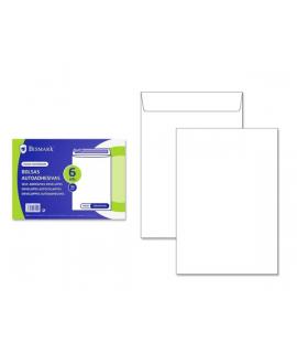 Bismark Pack de 6 Sobres de Papel 90gr - Medidas 184x261mm - Cierre Autoadhesivo - Color Blanco