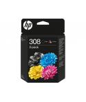 HP 308 Negro + Color Pack de 2 Cartuchos de Tinta Originales - 6L6S6UE