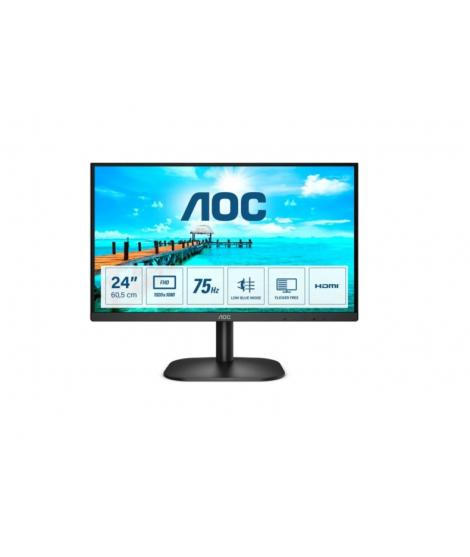 AOC Monitor 23.8" WLED FullHD 75Hz - Angulo de Vision 178° - 16:9 - HDMI, VGA, Audio - VESA 100x100