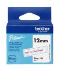 Brother Btag-132 Cinta 12mm - Texto Rojo sobre Fondo Transparente - Medidas 12mmx4 Metros - Apta para PTN10, PTN20, PTN25BT