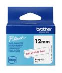 Brother Btag-232 Cinta 12mm - Texto Rojo sobre Fondo Blanco - Medidas 12mmx4 Metros - Apta para PTN10, PTN20, PTN25BT