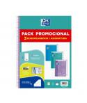 Oxford Europeanbook 1 Touch Pack de 3 Cuadernos Espiral Formato A4+ Cuadriculado 5x5mm - 80 Hojas 90gr - Tapa Extradura Tacto Su