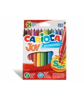 Carioca Joy Pack de 24 Rotuladores - Tinta Superlavable - Punta Fina 2.8mm - Punta Bloqueada - Tapa Ventilada - Color Varios