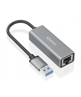 Aisens Conversor USB 3.0 a Ethernet Gigabit 10/100/1000 MBPS - 15cm - Color Gris