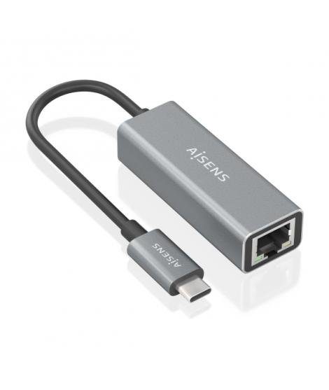 Aisens Conversor USB3.1 GEN1 USB-C a Ethernet Gigabit 10/100/1000 MBPS - 15cm - Color Gris