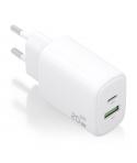 Aisens Cargador GaN 20W - 1xUSB-C PD3.0 - 1xUSB-A QC3.0 - Color Blanco