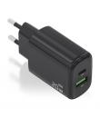 Aisens Cargador GaN 20W - 1xUSB-C PD3.0 - 1xUSB-A QC3.0 - Color Negro