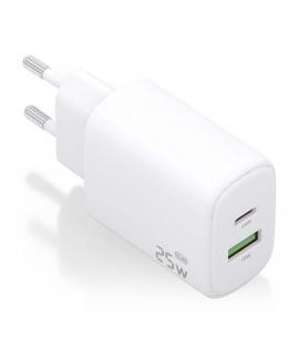 Aisens Cargador 25W - 1xUSB-C PD3.0 - 1xUSB-A QC3.0 - Color Blanco