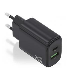 Aisens Cargador 25W - 1xUSB-C PD3.0 - 1xUSB-A QC3.0 - Color Negro