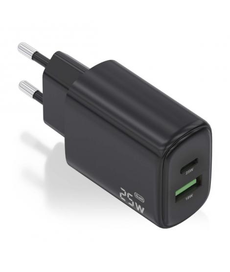 Aisens Cargador 25W - 1xUSB-C PD3.0 - 1xUSB-A QC3.0 - Color Negro