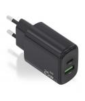 Aisens Cargador 25W - 1xUSB-C PD3.0 - 1xUSB-A QC3.0 - Color Negro